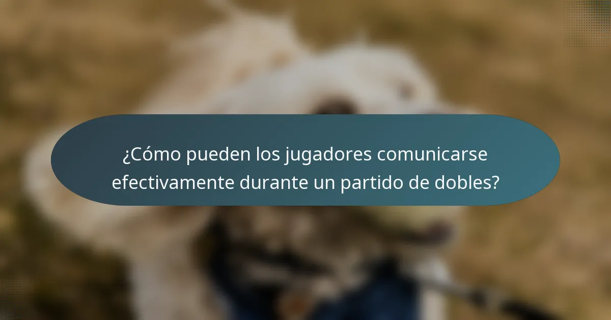 ¿Cómo pueden los jugadores comunicarse efectivamente durante un partido de dobles?